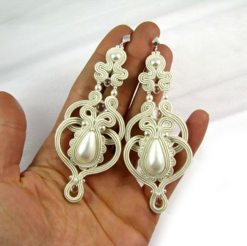 kolczyki ślubne ivory kolczyki ślubne ivory soutache