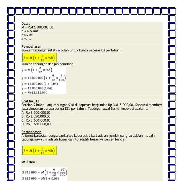Bank Soal Matematika Kelas 7 Aritmatika Sosial Smp.dos