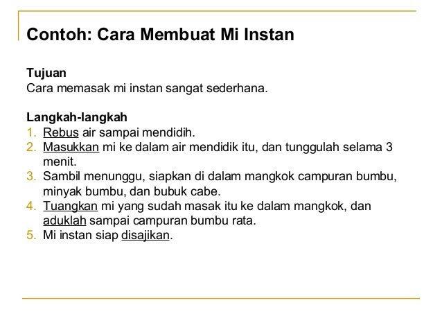 Contoh teks prosedur sederhana 3 langkah