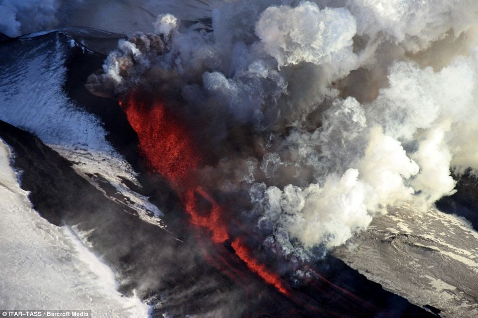 Active: Some experts fear Tolbachik could unleash an eruption as powerful as Eyjafjallajökull's Icelandic blast, which led to airspace over parts of Europe being closed in April 2010