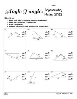 Right Triangle Trigonometry Worksheet Answer Key - worksheet