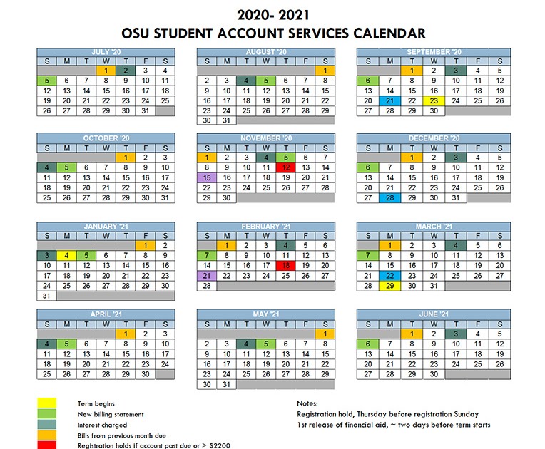 Osu Fall 2021 Calendar 2021 Calendar