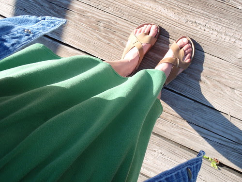 Green Dress with Hippie Shoes