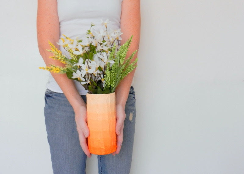 Orange ombre Vase / Orange home decor / handcrafted vase / Orange flower vase / cylinder vase