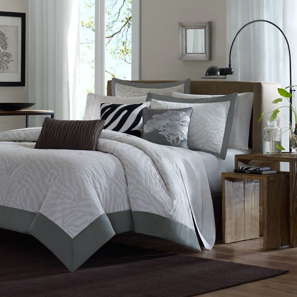 Grey Zebra Bedding Interior Design Ideas