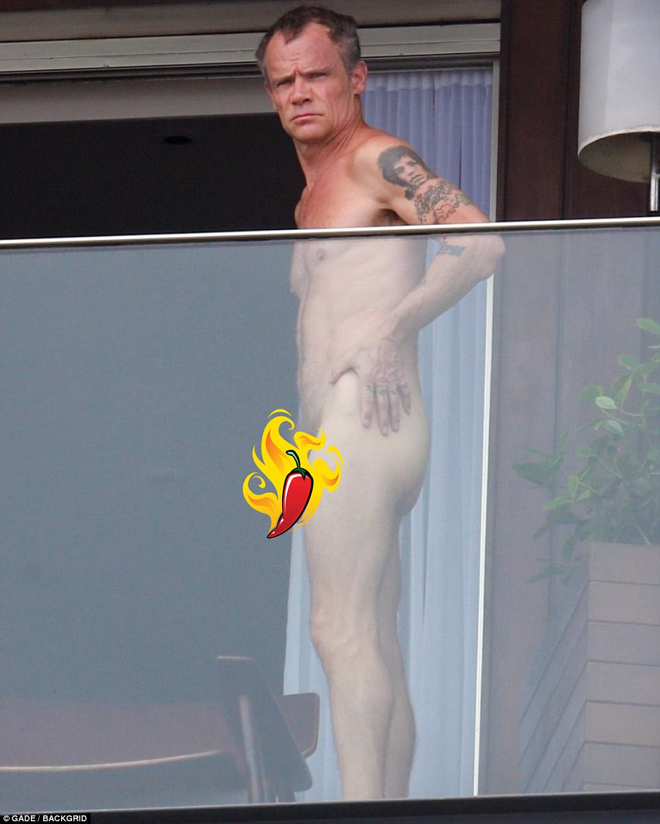 And relax! Flea let it all hang out as he chilled out on his hotel balcony totally naked