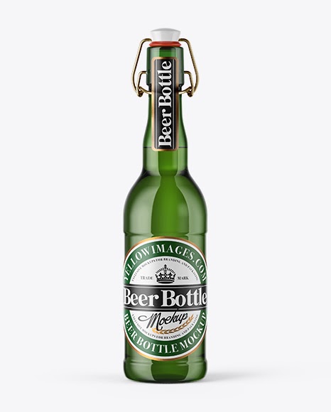 Download 500ml Green Glass Beer Bottle With Swing Top Packaging Mockups