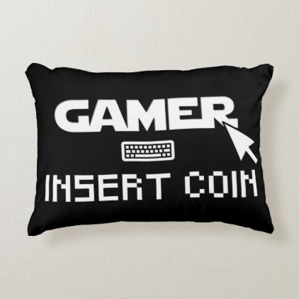 Gamer insert coin accent pillow