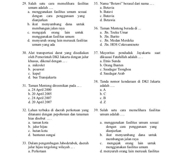 Contoh Soal Uts Bahasa Sunda Kelas 7 Semester 1 - key