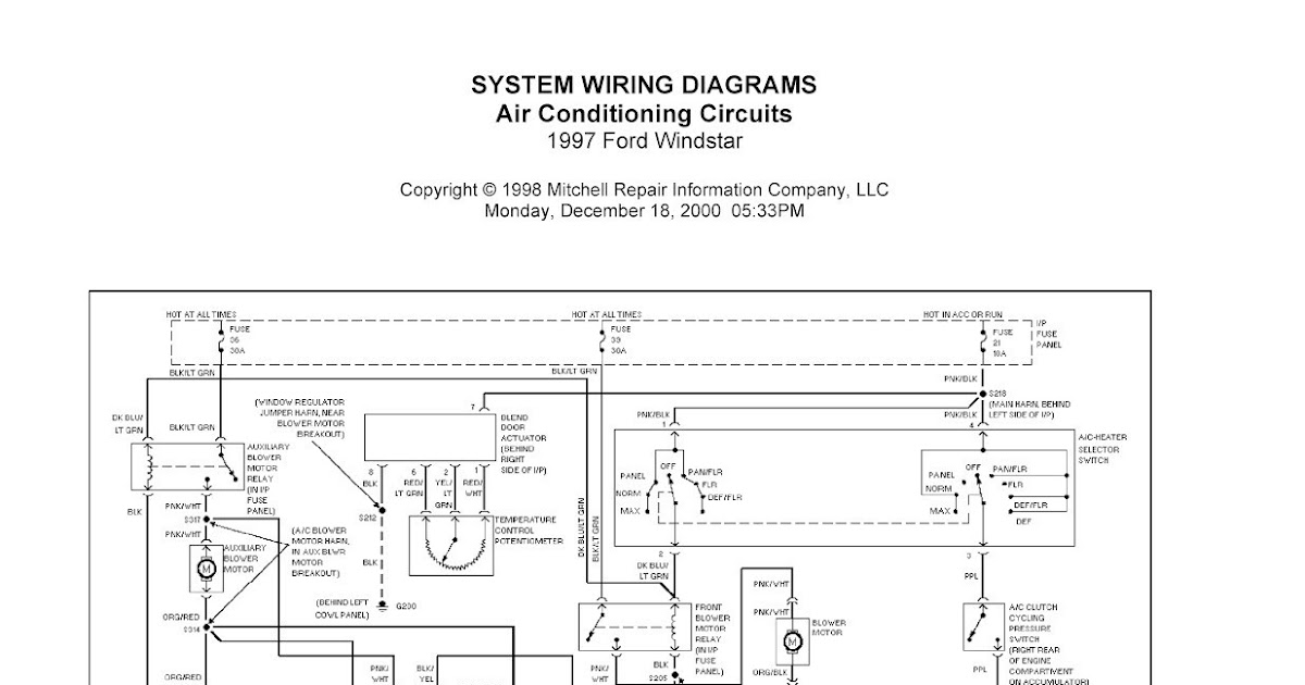 2002 Ford Windstar Wiring Diagram - Cars Wiring Diagram