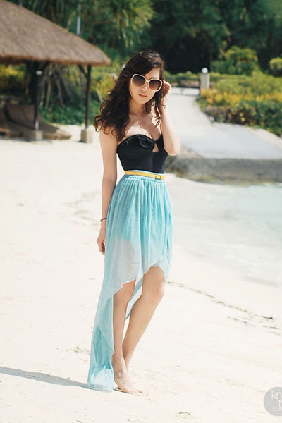 black H&M swimwear - sky blue Love skirt
