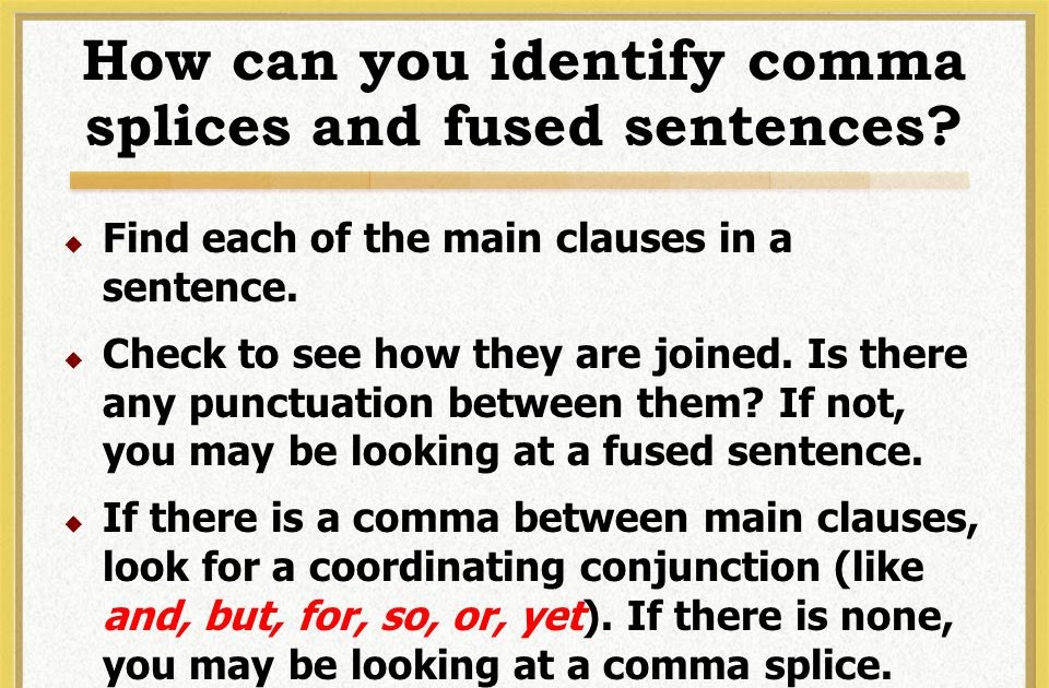 Grammar Worksheets Fused Sentences