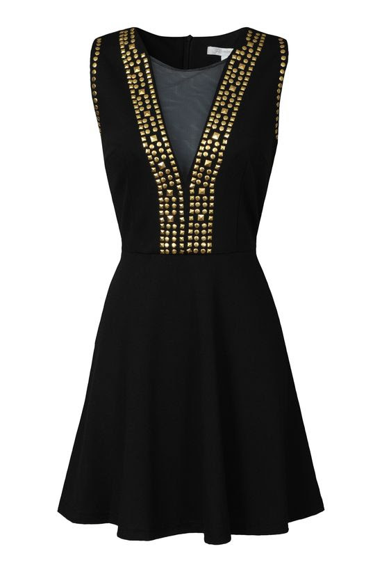 Awesome Women's Jewelry: Mesh Gold Studded Dress