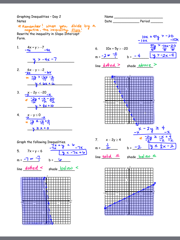 linear inequalities homework answers