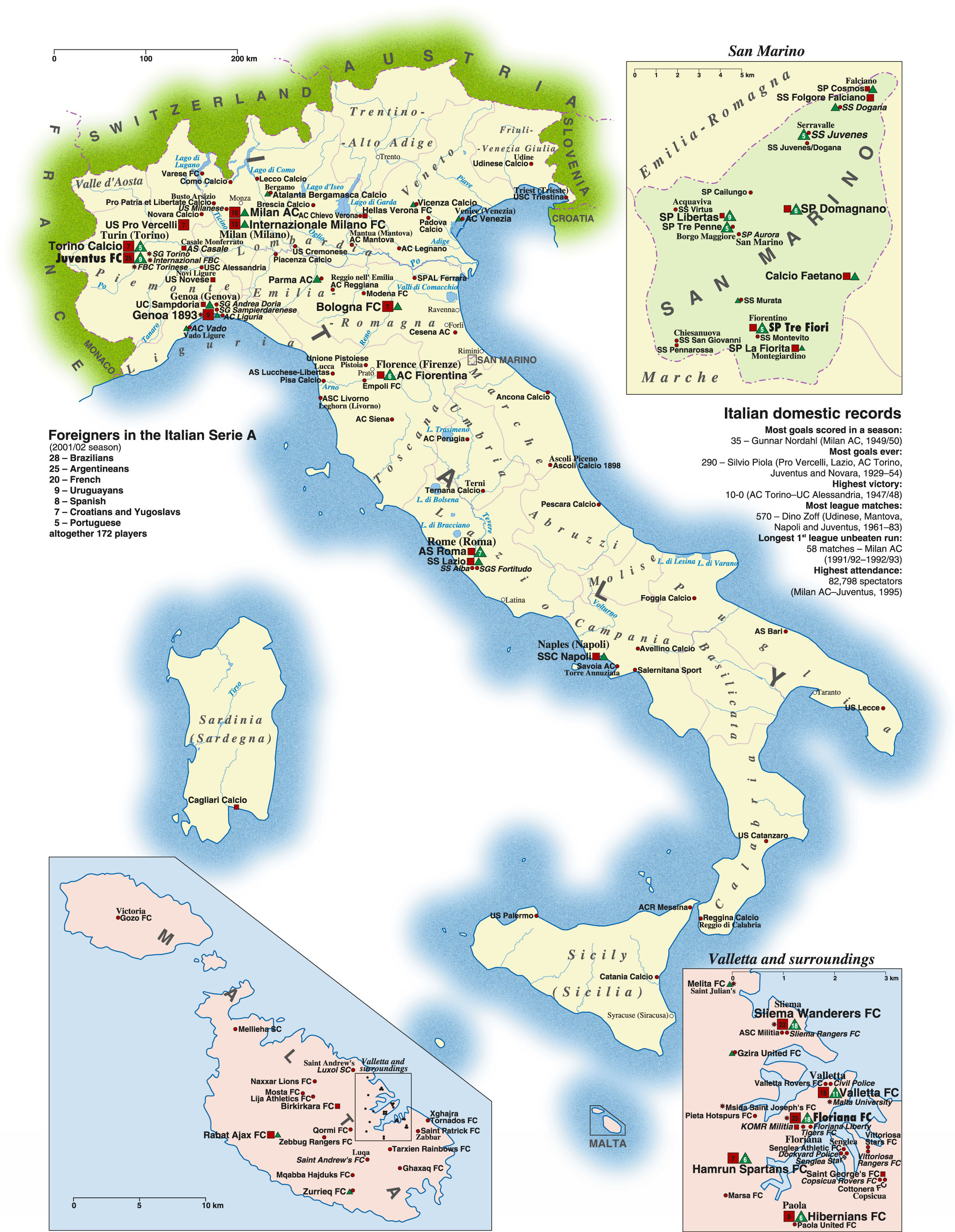 Map of malta italy cities and towns map