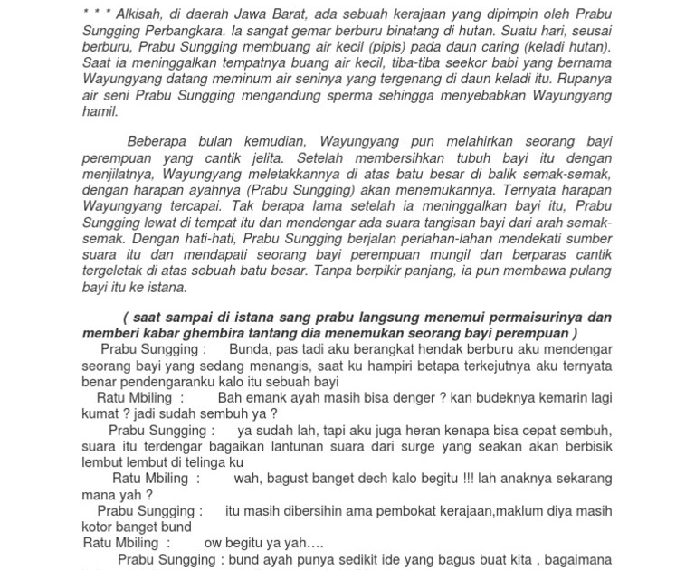 Naskah Drama Asal Mula Tangkuban Perahu Umurnya sudah 40