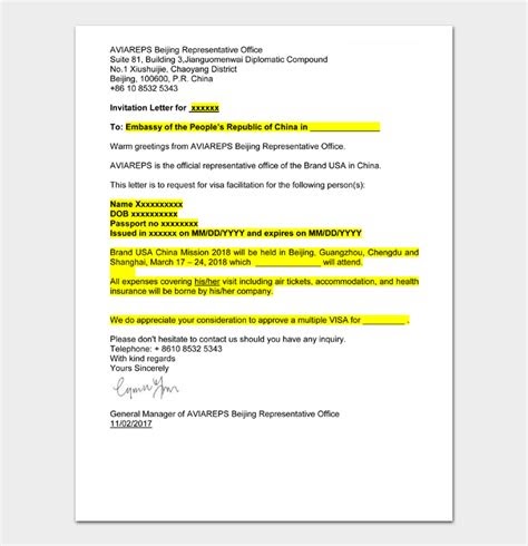 Sample Of Family Visitor Visa Invitation Letter | The Document Template