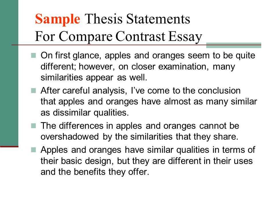 comparison essay thesis statement