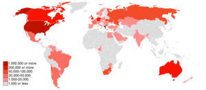 Map of the top 50 countries with the largest G...