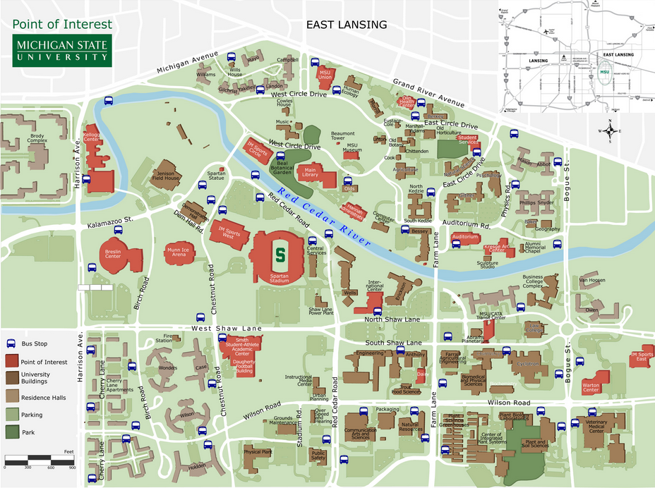 26 Michigan State University Campus Map Maps Database Source