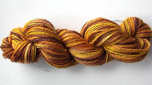 ~ 348yds navajo plied, 4.2oz70-30 merino-mohair Fallen Leaves by travelingrhinos, a gift from Chawne-1