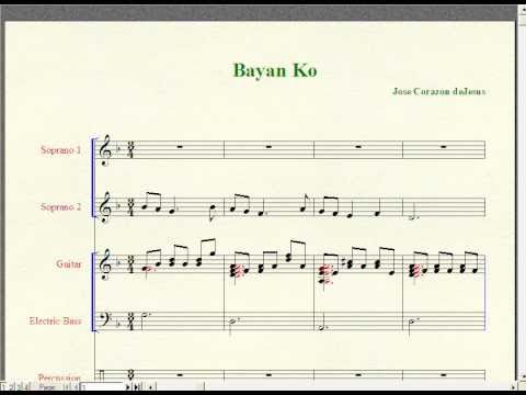 Bayan Ko - Awiting Bayan (Philippines: Folk Song - Music Score/sheet