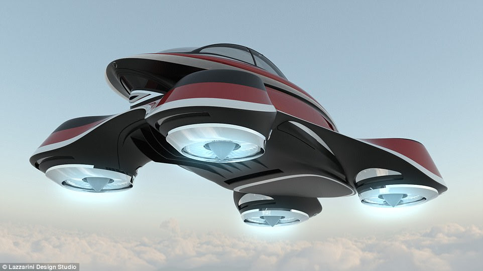 Its unique design features drone-like propellers which would make the flying car capable of vertical take off and landing. According to its creators, the hover car will be able to reach a top speed in excess of 342mph (550kph) using the jet turbines