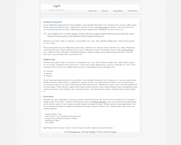CSS Light Grey Design Web2.0 Template