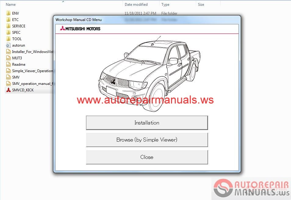 Free Auto Repair Manual : Mitsubishi L200 2012 Service Manual