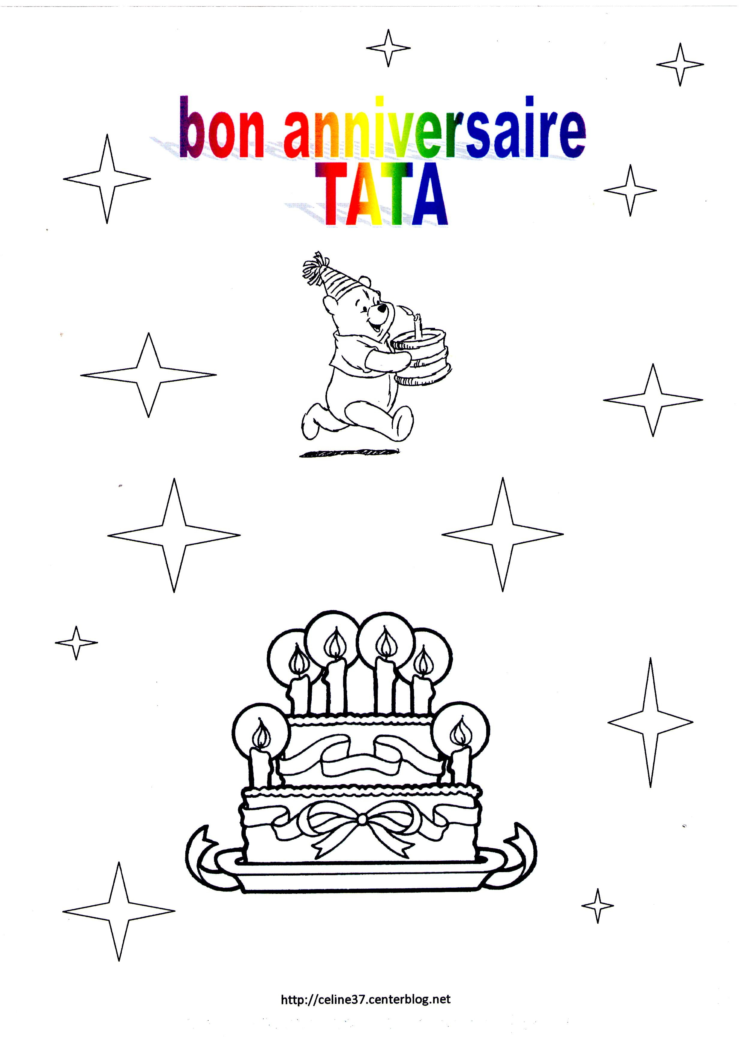 Coloriage Joyeux Anniversaire Tata  Coloriage