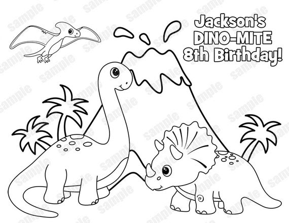 Coloring and Drawing: Dinosaur Birthday Party Printable Dinosaur