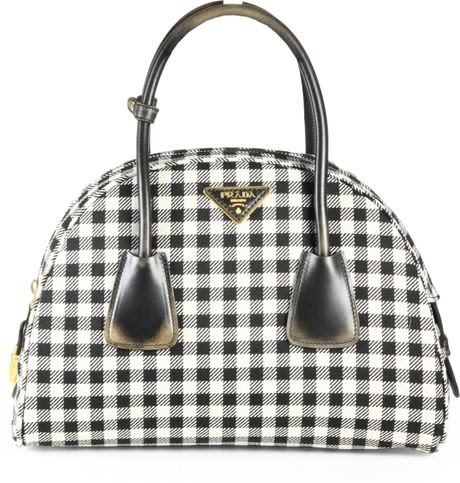 Black Handbag: Prada Black And White Checkered Handbag