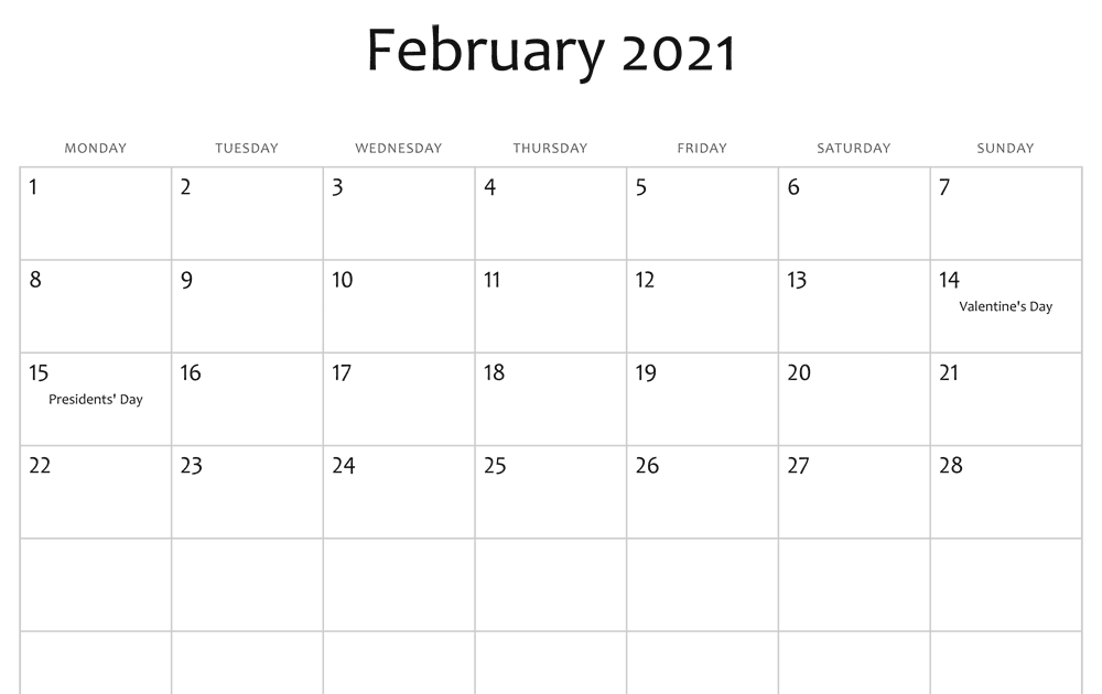 February 2021 Fillable Calendar | Calendar 2021