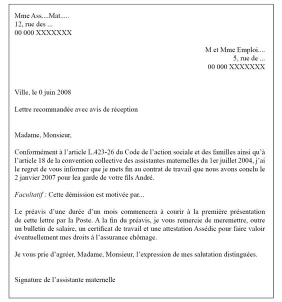 Lettre De Demission Main Propre Ou Recommandé  Moseia