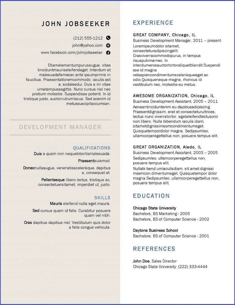 resume templates free download canada
