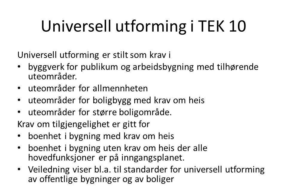 Tek 10 universell utforming