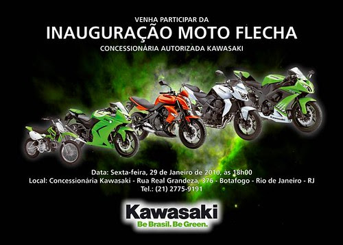 convite inauguracao concessionaria kawasaki moto flecha