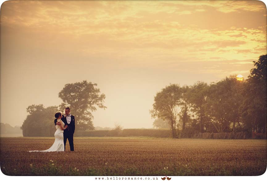 Sunset landscape with bride and groom - www.helloromance.co.uk