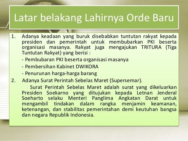 Latar belakang lahirnya orde baru