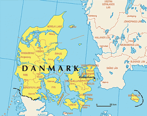 Jämför försäkringar: Karta över danmark