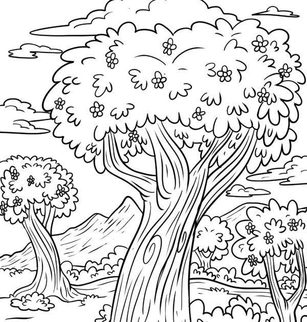 Gambar Mewarnai Pohon