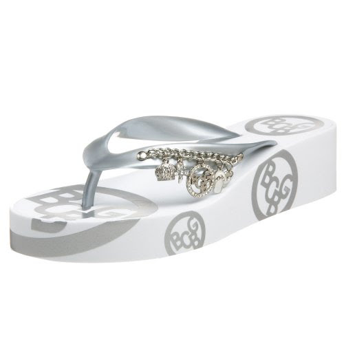 bcbg gold flip flops
