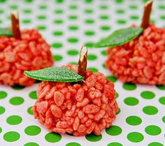 Fall Party Food Craft-Apple made with Rice Krispies.