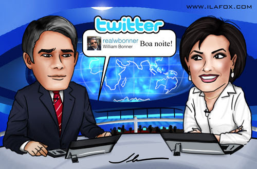 caricatura famosos William Bonner @realwbonner e Fátima Bernardes do Jornal Nacional por ila fox