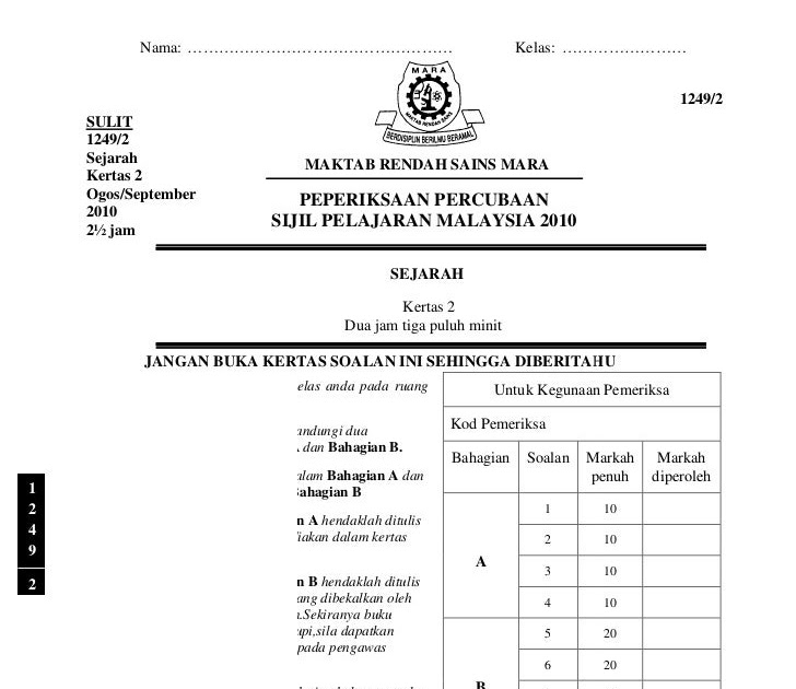 Soalan Ramalan Hubungan Etnik - Eontoh