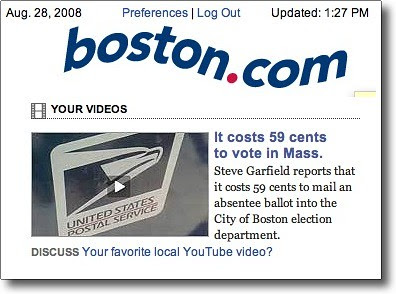 Featured on boston.com: 59 cents to vote