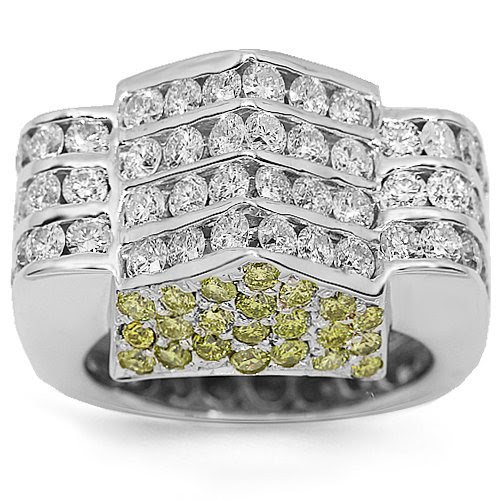 Very Cheap Pinky Rings discount: 14K White Gold Mens Diamond Pinky Ring with Yellow Diamonds 9 ...