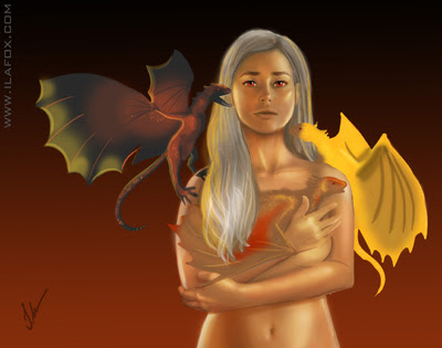 Ilustração Daenerys, Dragão, fogo, Game of Thrones, Guerra dos Tronos, passo a passo Ilustração by Ila Fox