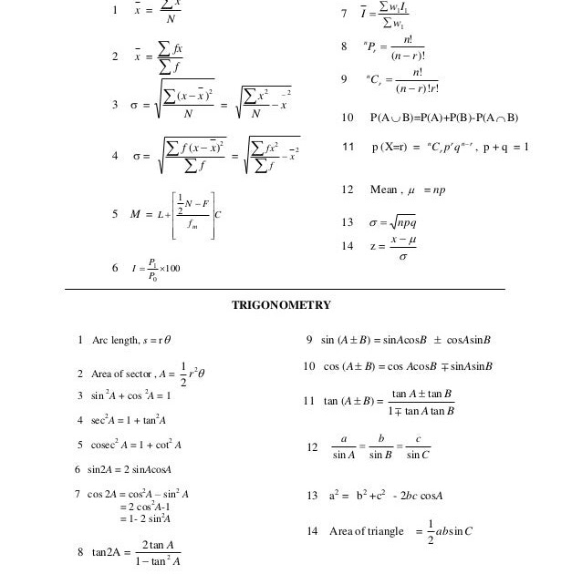 Rumus Matematik Tambahan  Contoh Soalan Matematik Rumus Algebra