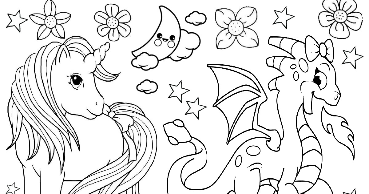 22+ Kids Cute Kawaii Unicorn Coloring Pages Background - Shudley